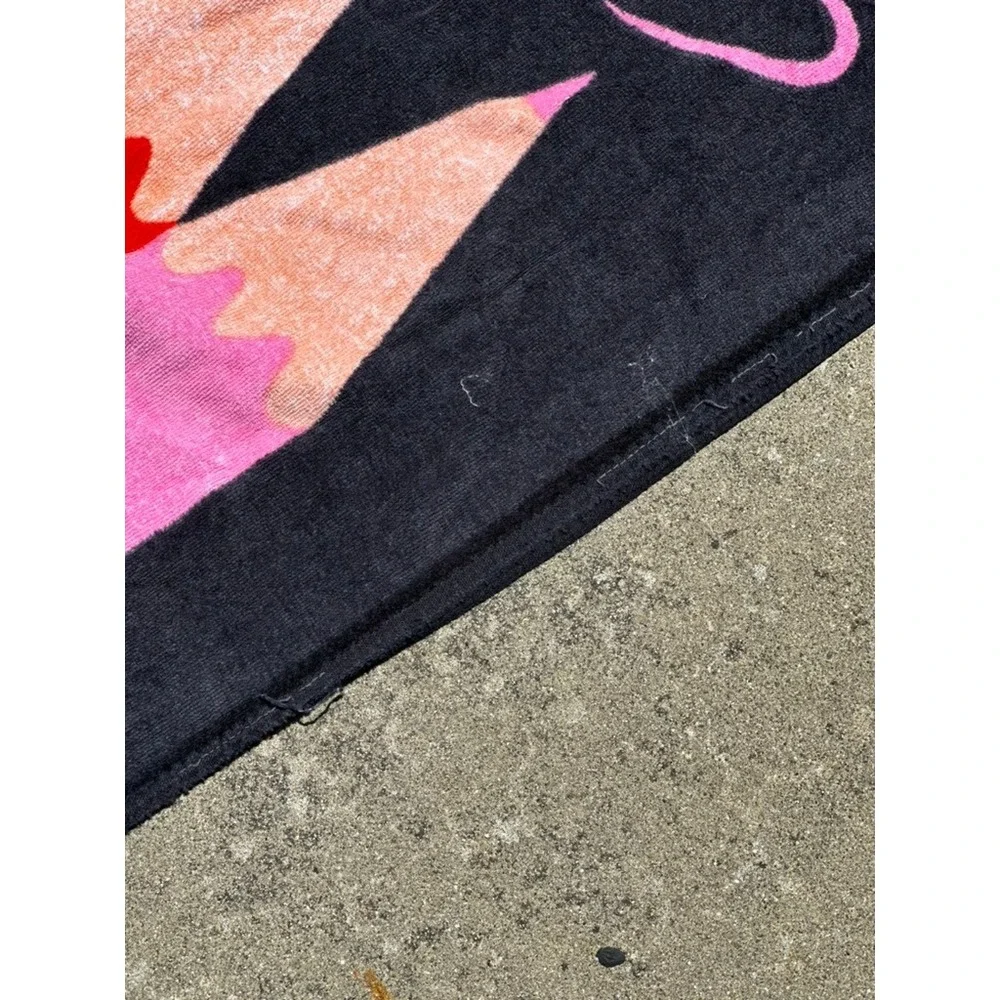 Vintage Terrimondo Colored Pencil Beach Towel Marianne Israel Cotton 52x30 Black